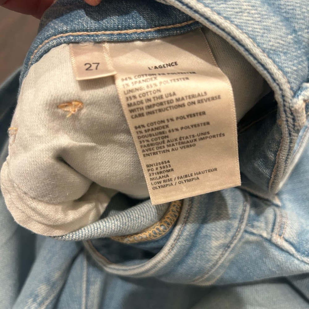 Lagence Milana Low Rise Olympia Straight Jean Size 27x30 New Blue pants - Picture 5 of 8